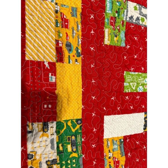 Little Kid Transportation Handmade Quilt 45x55" - Picture 3 of 7